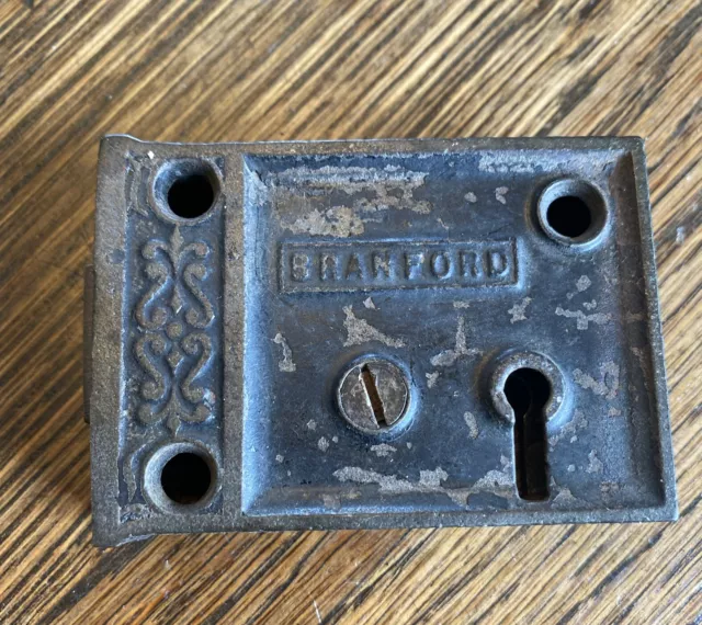 Antique Vintage Small Branford Eastlake Victorian Rim Lock Dead Bolt