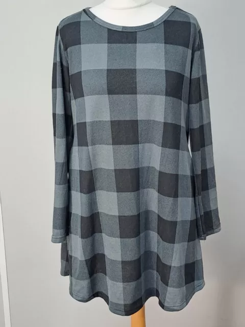 CNFIO Black Grey Check Long Sleeve Dress Womens Size 12/14 (GD08)