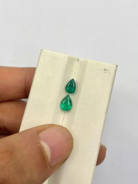 1.10 CT 2 PC Natural 6X4 MM Zambian Emerald Pear Cut Loose Gemstone For Jewelry