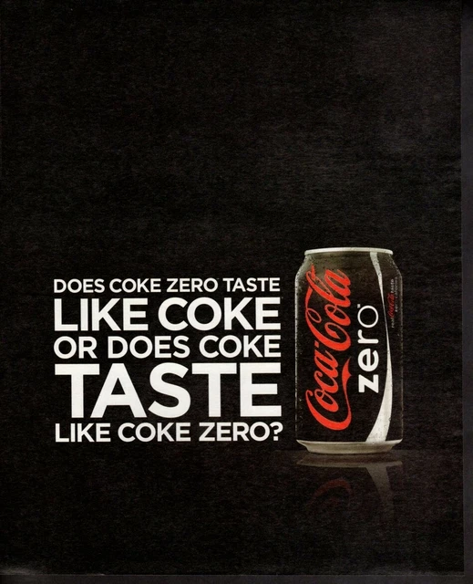 VINTAGE PRINT AD Advertisement Soda Coke Coca Cola Does Coke Zero Taste