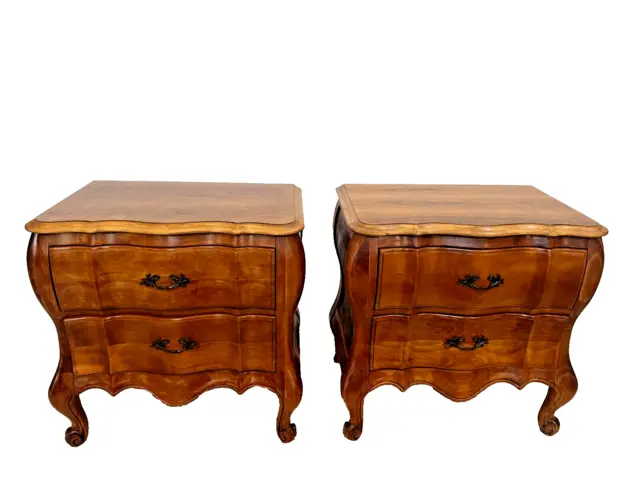 Vintage Pair French Country Nightstands Bedside  Night Tables White Furniture Co