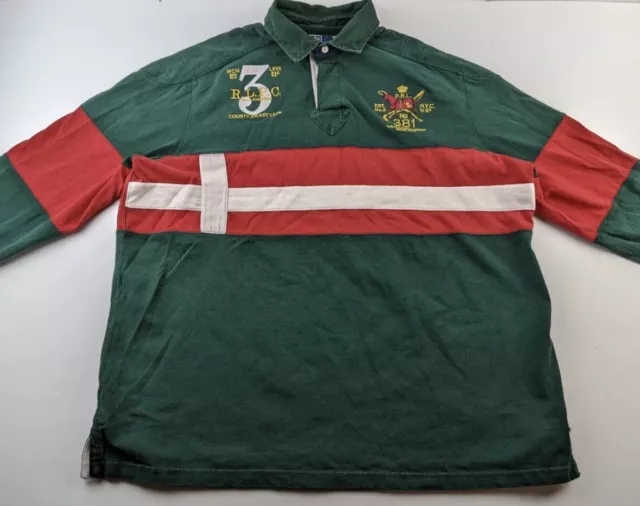 Polo Ralph Lauren Men’s Red Green Rugby Shirt Jockey Club