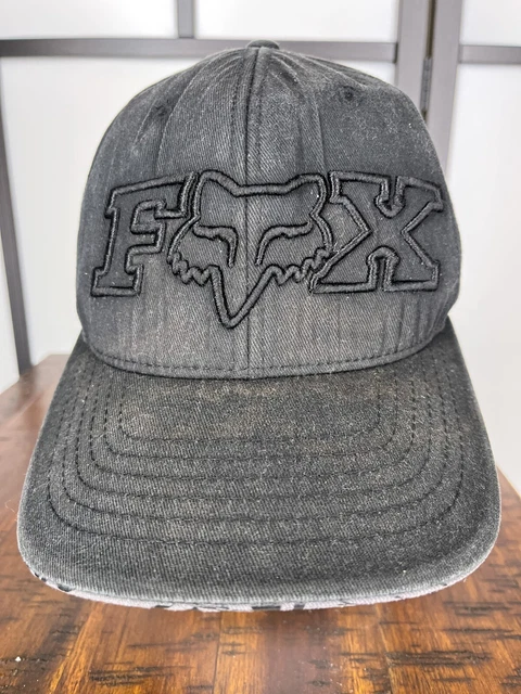 Fox Racing Hat Cap Strap Back Adult Black Cotton Blend Twill Motorcycle D