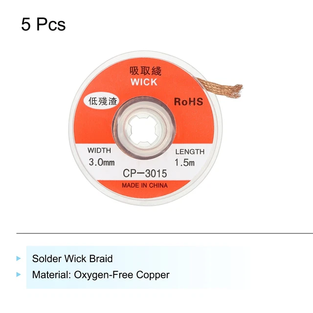 SOLDER WICK BRAID NoClean Desoldering Braid 0.12 Inch x 4.92 Feet 5