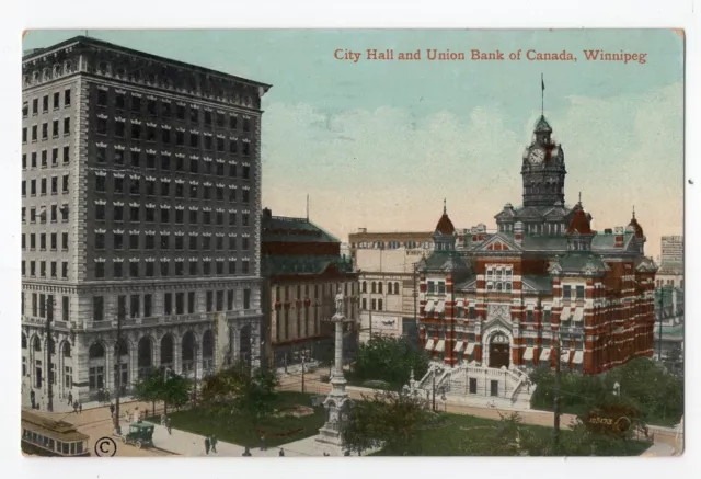 City Hall Union Bank WINNIPEG Manitoba Canada 1910 Charlton - Valentine Postcard