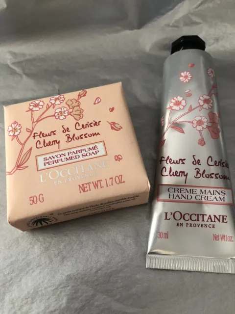 2 PC L'Occitane En Provence Cherry Blossom Hand Cream (1 oz) & Soap (1.7 oz) New