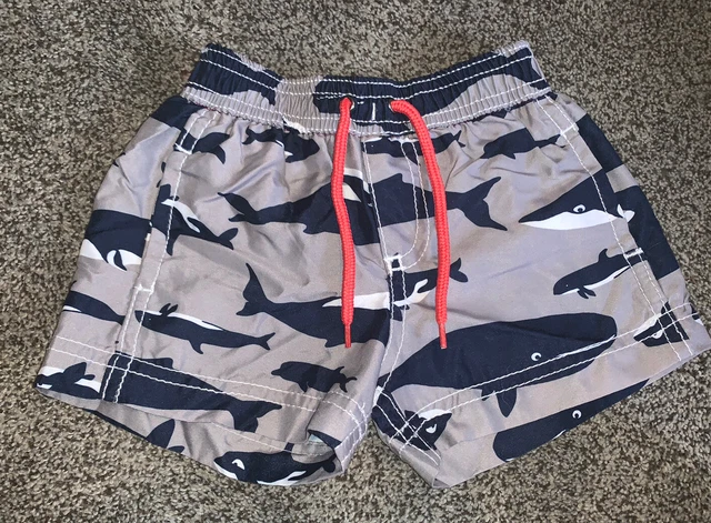 Carters infant baby boy 3/6 months shark print swim shorts