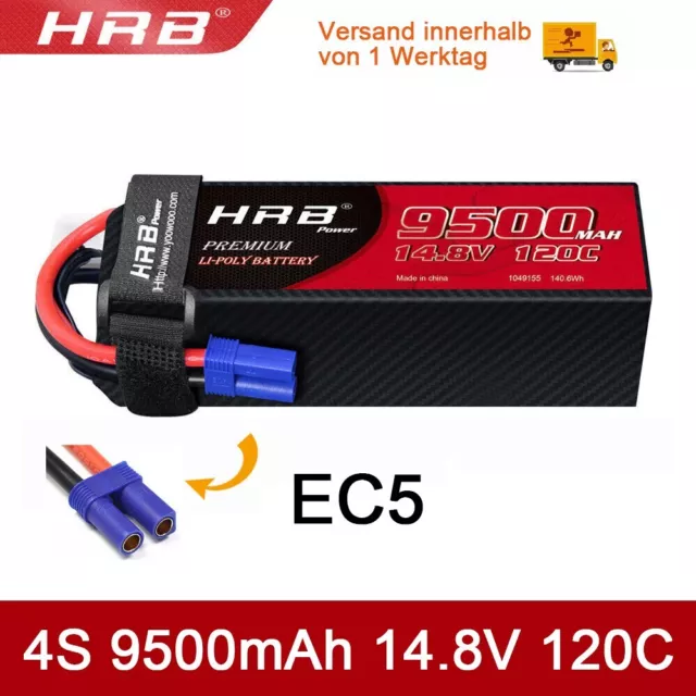 4S 9500mAh 14,8V 120C EC5 Lipo Akku RC Arrma 8s Kraton Outcast Auto LKW Akku