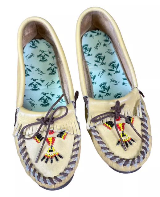 Vintage Taos Moccasins Women’s Beaded Cream Size 6