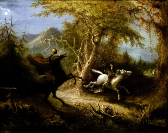 New 15x18 Print: Headless Horseman and Ichabod Crane, Legend of Sleepy Hollow