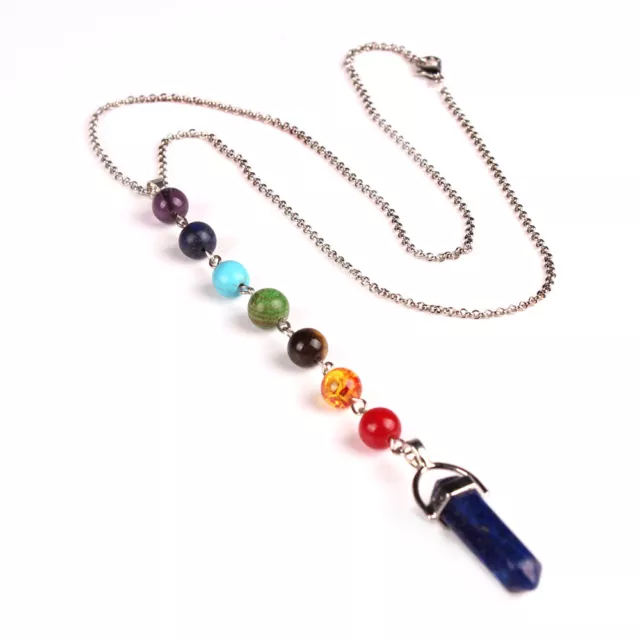 Natural Lapis Lazuli Gems Stone Pendulum Chakra Necklace Yogo Jewelry Wholesale