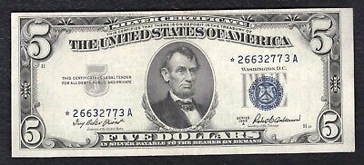 Fr. 1656* 1953-A $5 Five Dollars *Star* Silver Certificate About Uncirculated