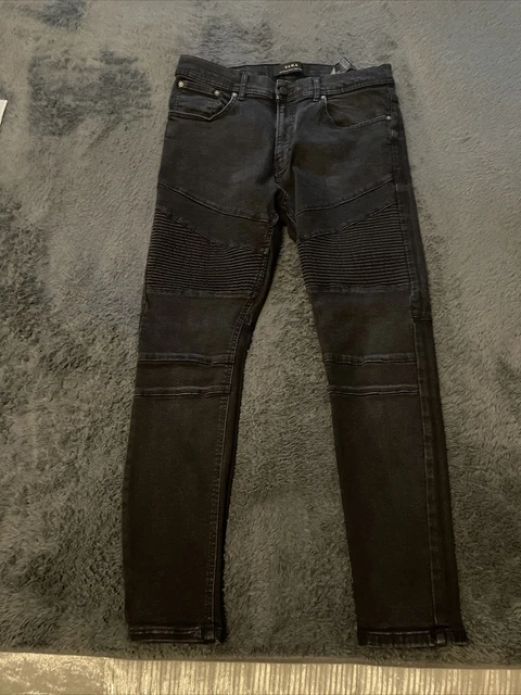 Zara Mens Black Faux Leather Biker Style Jeans Trousers Medium Waist 32”  Leg 26” £19.99 - Picclick Uk