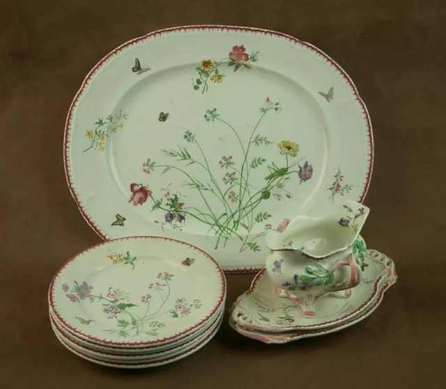 Jules Vieillard Bordeaux Belle Partie De Service En Faience Grand Plat Assiettes