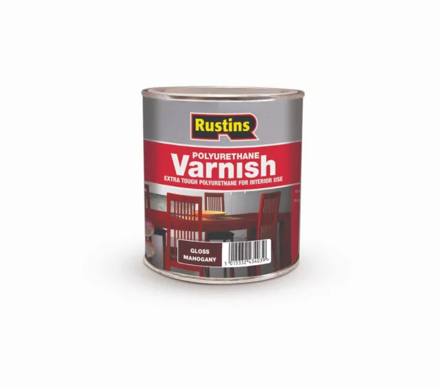Rustins Polyurethane Coloured Wood Varnish 7 Colours Gloss or Satin 250/500ml/1L