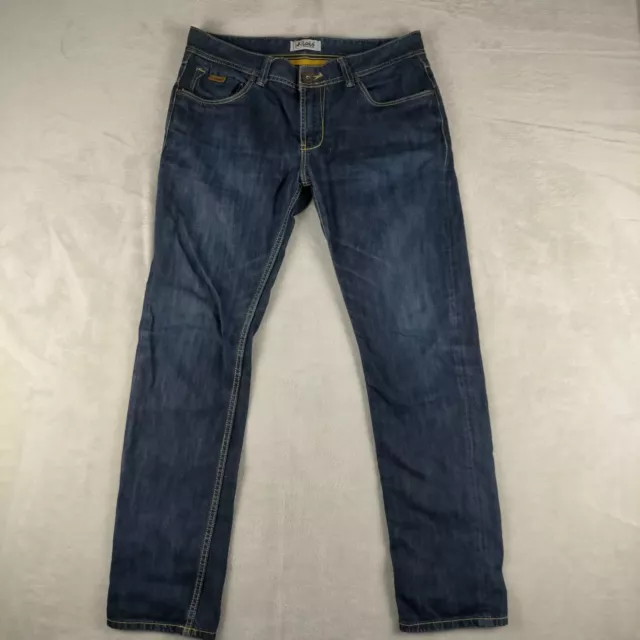 Lois Mens Jeans Straight Leg Blue Denim Zip Up Size 34