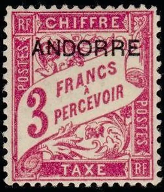 ANDORRE FRANCAIS STAMP TIMBRE TAXE N° 8 " TIMBRE DE 1893 3F " NEUF xx TTB