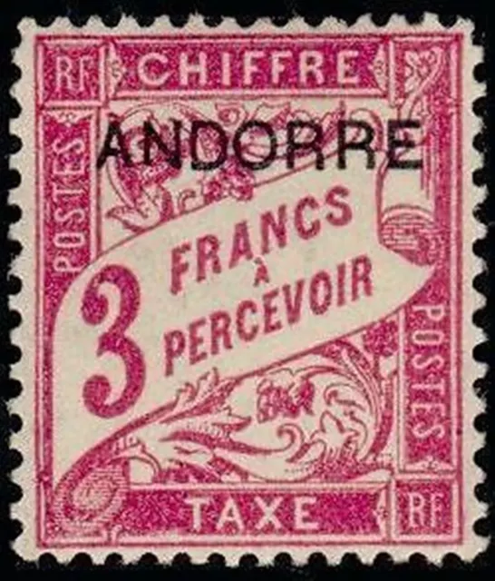 ANDORRE FRANCAIS STAMP TIMBRE TAXE YVERT N° 8 " TIMBRE DE 1893 3F " NEUF xx LUXE