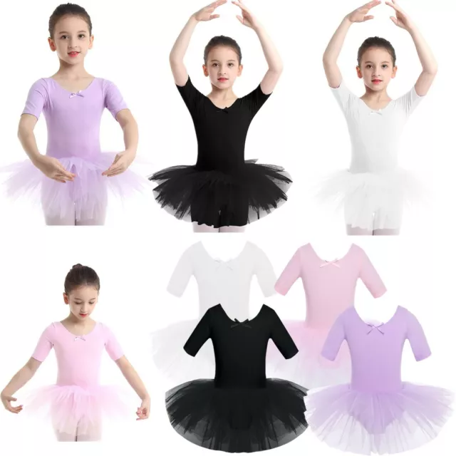 UK Girls Ballet Leotard Tutu Dress Ballerina Dancewear Gymnastic Skirt Costume
