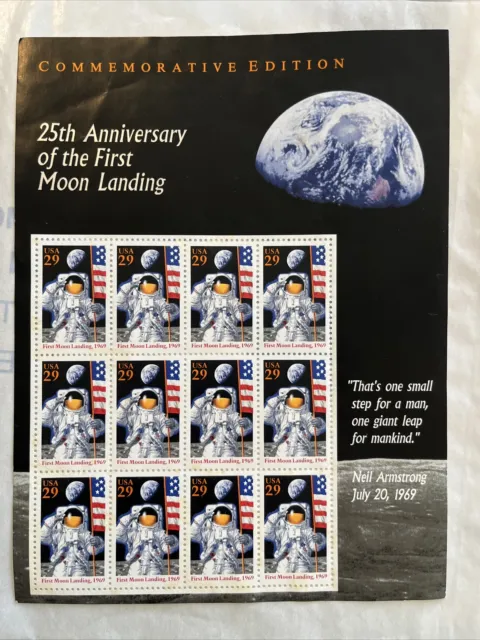 25th Anniversary Of The First Moon Landing USPS 12 Stamps Total New Unused