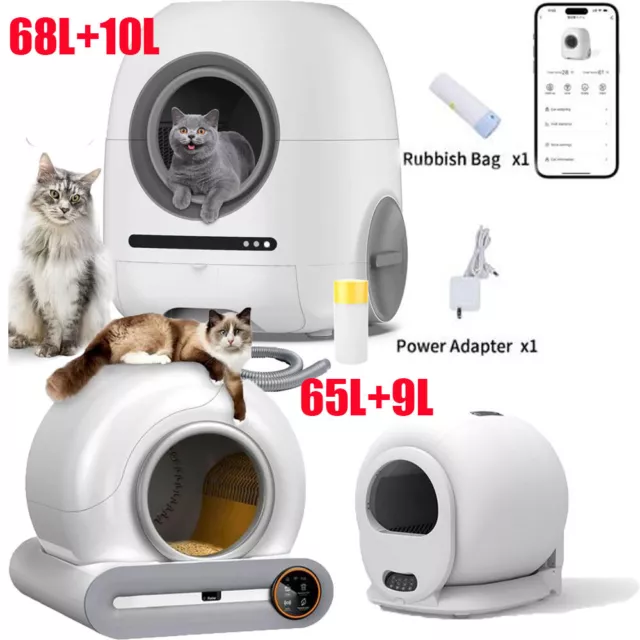 Smart Self Cleaning Cat Litter Box Automatic Cleaning Robot App Control WiFi 68L