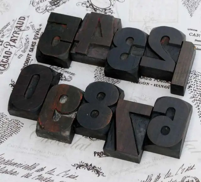0-9 Zahlen Holzzahlen 62 mm Lettern Holzlettern Vintage shabby chic letterpress