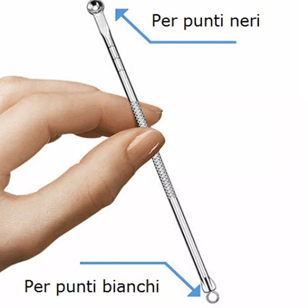 Rimozione Estrattore Strumenti Acciaio Comedoni Punti Acne Neri Pulizia Viso sv