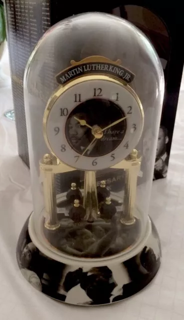 Beautiful Martin Luther King Jr. Anniversary Pendulum Glass Dome Porcelain Clock