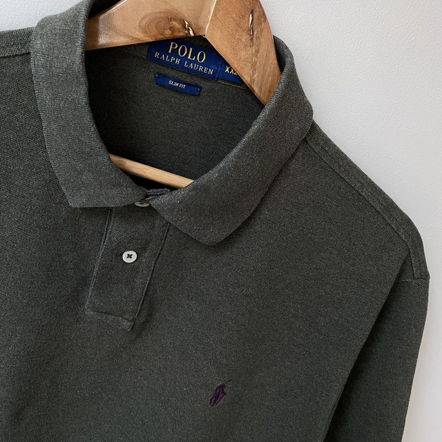 Polo Shirt Ralph Lauren XXL (2XL) verde da uomo aderente cotone manica corta