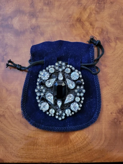 Broche Vintage Signée Jean-Louis SCHERRER - Bijou Parfumeur Strass Noir, Collection N°3