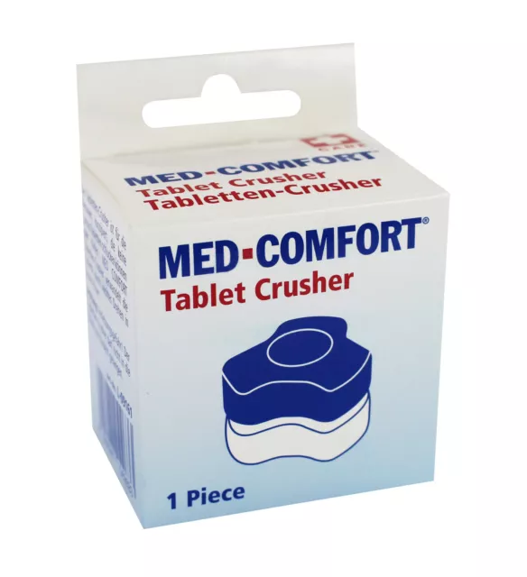 Med Comfort Tablettenmörser Tablettencrusher Farbe blau mit Aufbewahrungsfach