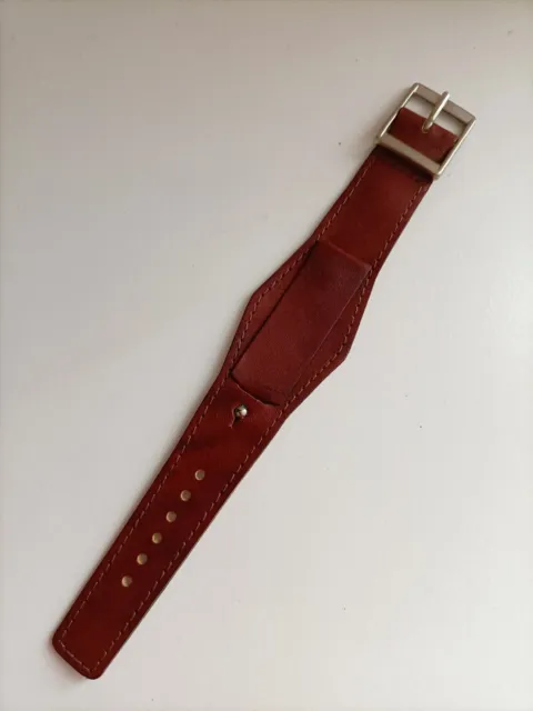 Cinturino A Fascia In Pelle Per Orologio Vintage 18mm Marrone