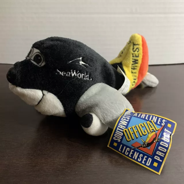 Southwest Airlines Promotional Plush Bean Bag Plane Seaworld Shamu NWT SeaWorld