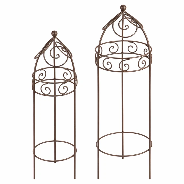 2er Set Rankhilfe Obelisk Rankgerüst aus Metall Kletterhilfe für Pflanzen Garten