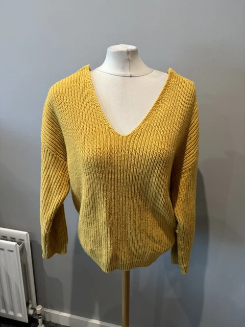 NEW LOOK MUSTARD Chunky Knit Open Back Jumper Size S 4.00