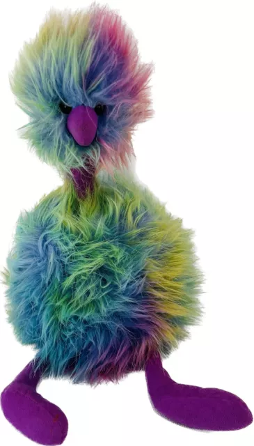 Jellycat Rainbow Pompom Emu Ostrich Furry Bird Purple 10" Plush Stuffed Animal
