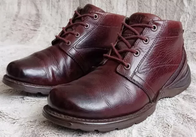 MENS CAT CATERPILLAR BROWN Tan LEATHER Suede BOOTS SIZE 8 Uk