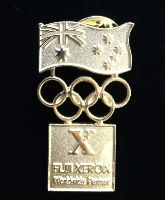 Sydney Olympic Games 2000 Gold Fuji Xerox Worldwide Partner Logo Pin Badge #449