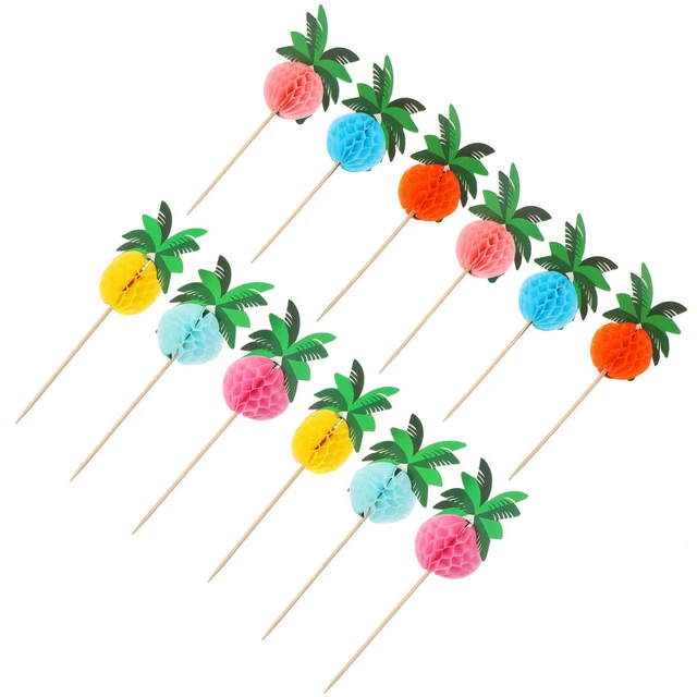50 piezas picas de frutas de árbol panal cóctel palizas forma de árbol fiesta tenedores de frutas madera
