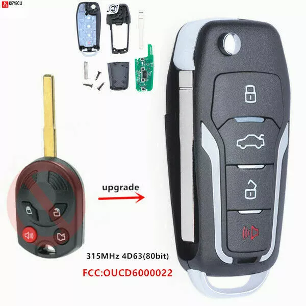 Upgraded FLIP KEY REMOTE FOR 2012-2018 FORD FOCUS CHIP KEYLESS ENTRY ALARM FOB