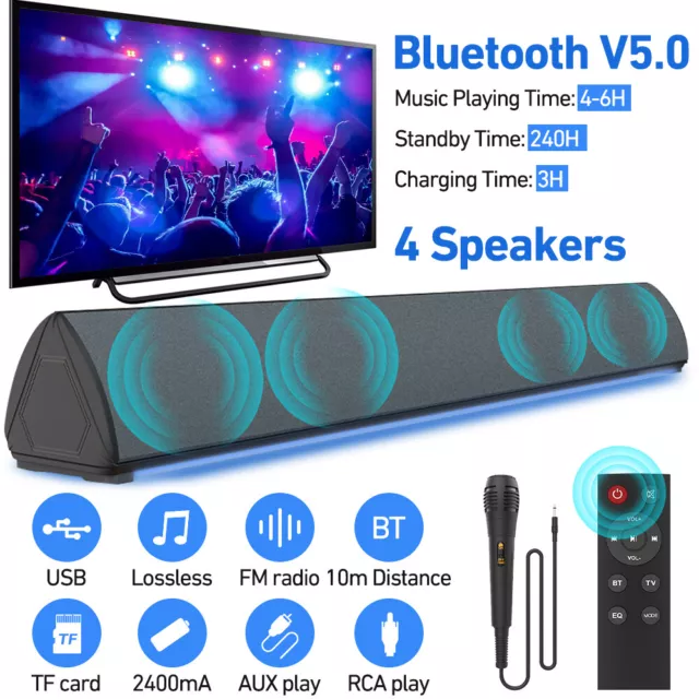 TV Sound Bar Home Theater Subwoofer Wireless Soundbar Bluetooth Speaker with Mic