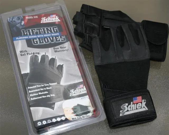 Schiek 540 Platinum Workout Lifting Gloves Wrist Wrap Size Large Weight Lifting