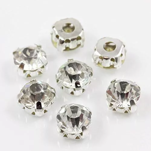 Silver SEW ON Crystal Glass Rhinestones Diamante Bling Wedding Bridal  Claw Set