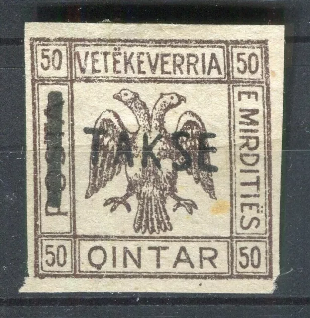 ALBANIA; 1921 Mirdite Republic 50q. Double Headed eagle TAKSE issue mint