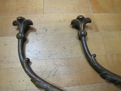 Antique Pair Bronze Hooks Hangers Decorative Art Architectural Hardware Elements 3