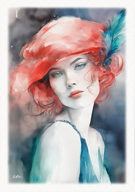 Tableau Portrait aquarelle élégant