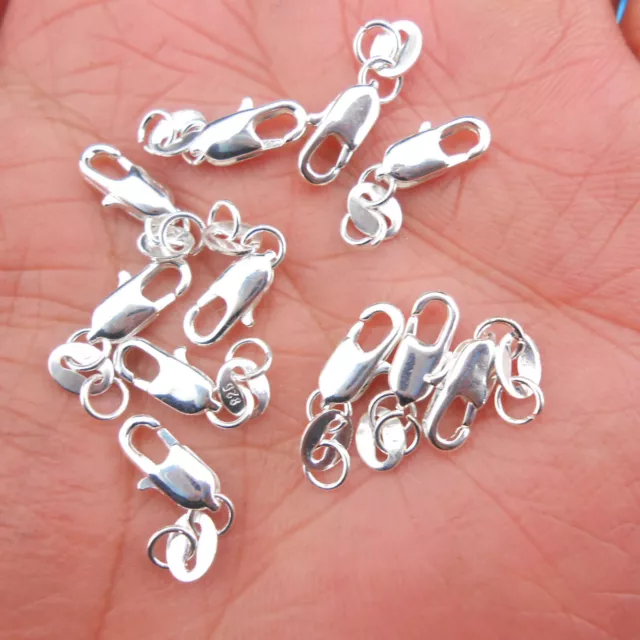 20-50PCS Jewelry Findings 925 Sterling Silver Lobster Clasps Hallmark Wholesale