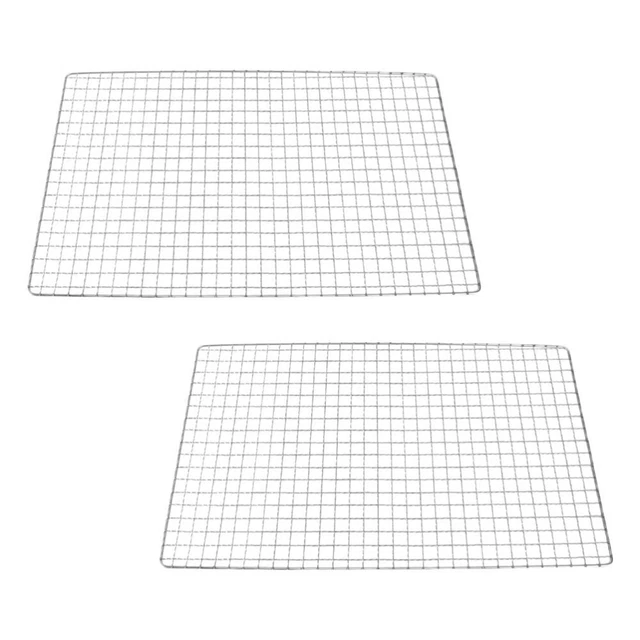 2 stück Edelstahlgrill Meshes Tragbare Brennholz Rack Grill Maschen (Silber)