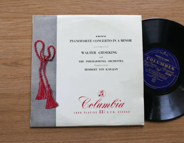 33C 1003 Grieg Piano Concerto Gieseking Karajan 10" Columbia ED1 B/G