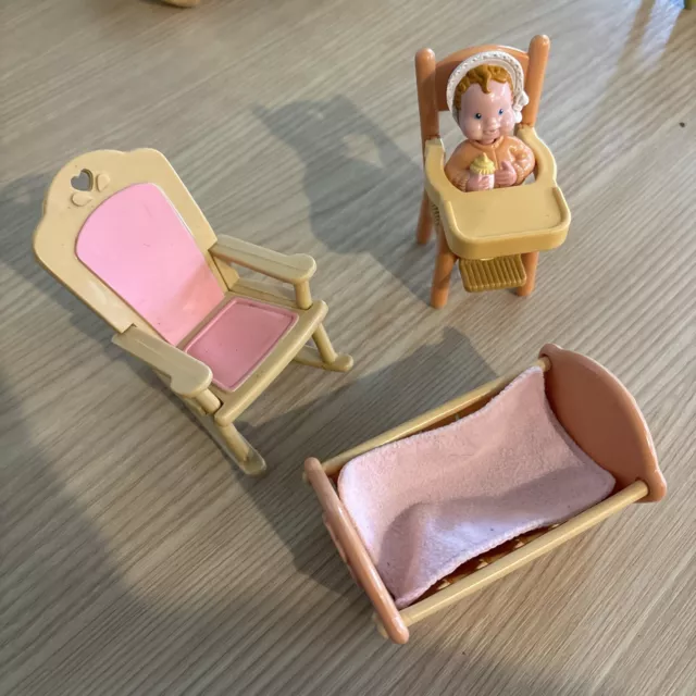 Vintage Fisher Price Loving Family Doll House  Baby And Nursery Furniture